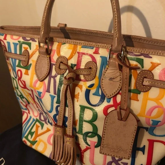 Vintage Dooney & Bourke Y2K Multi-Color "It Bag" Large Shopper Tote & Dust Bag - Picture 4 of 7